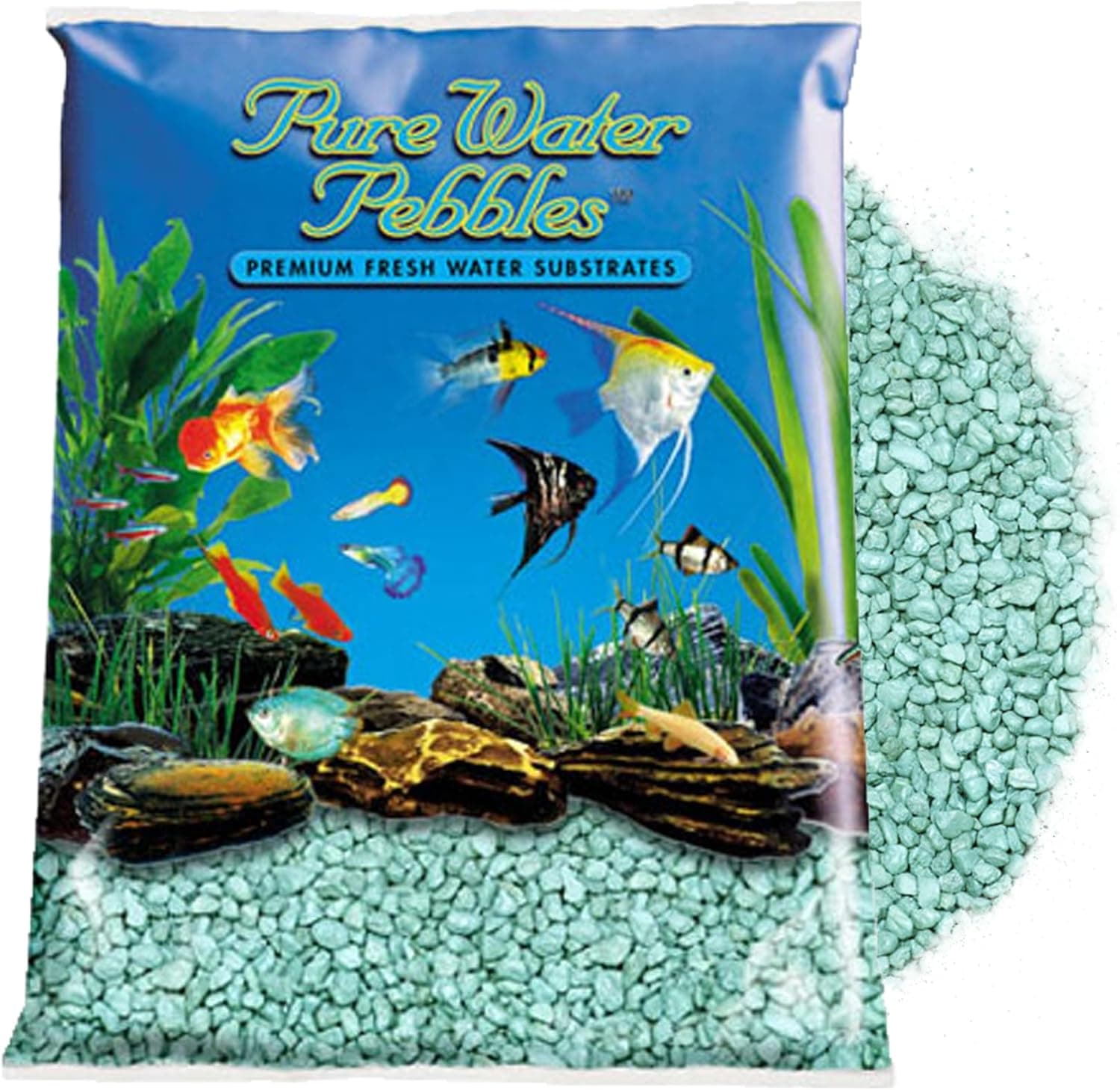 Pure Water Pebbles Turquoise Aquarium Gravel - 5 lbs