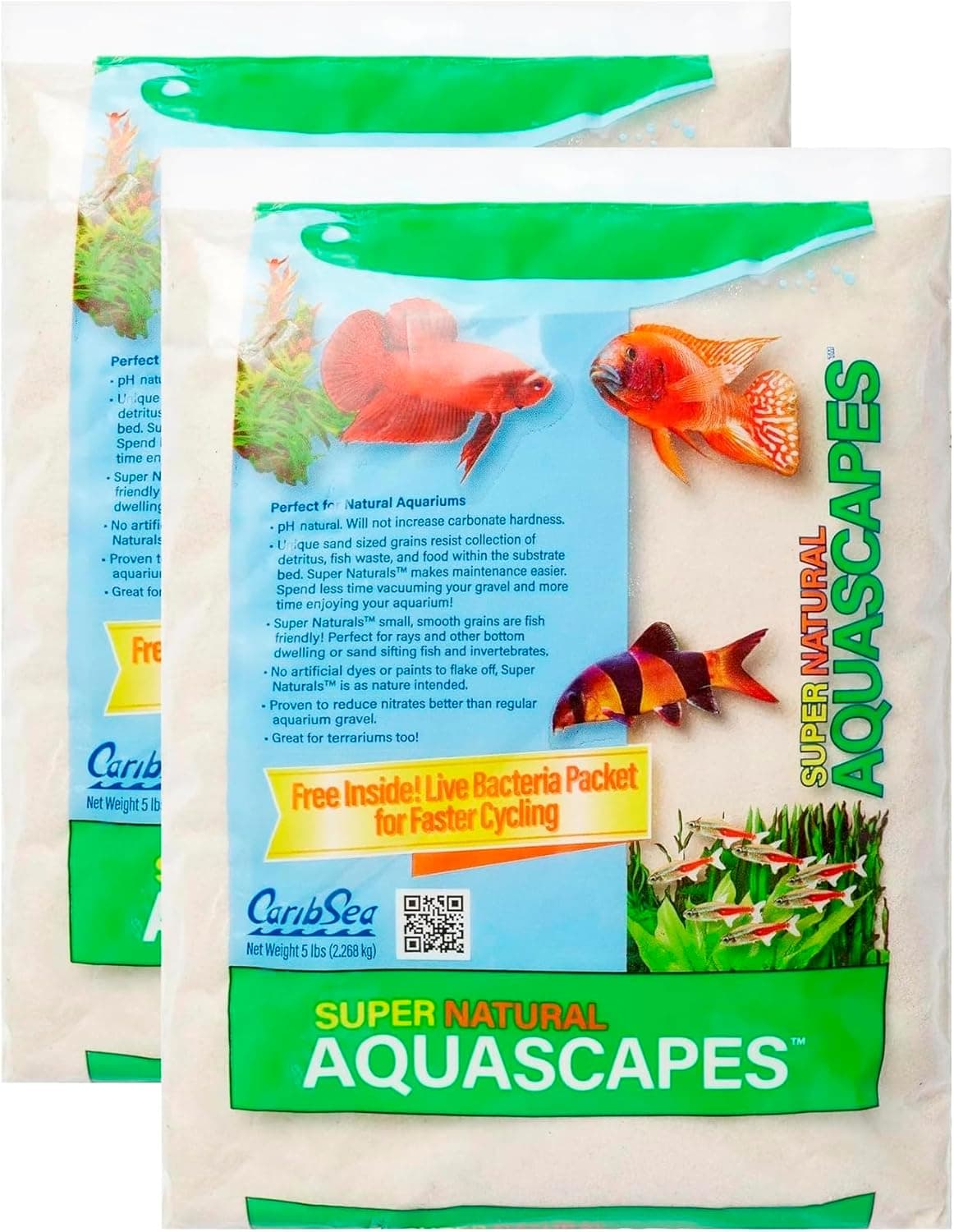 Carib Sea Super Natural Moonlight Sand for Aquarium - 5 lb Each (Pack of 2)