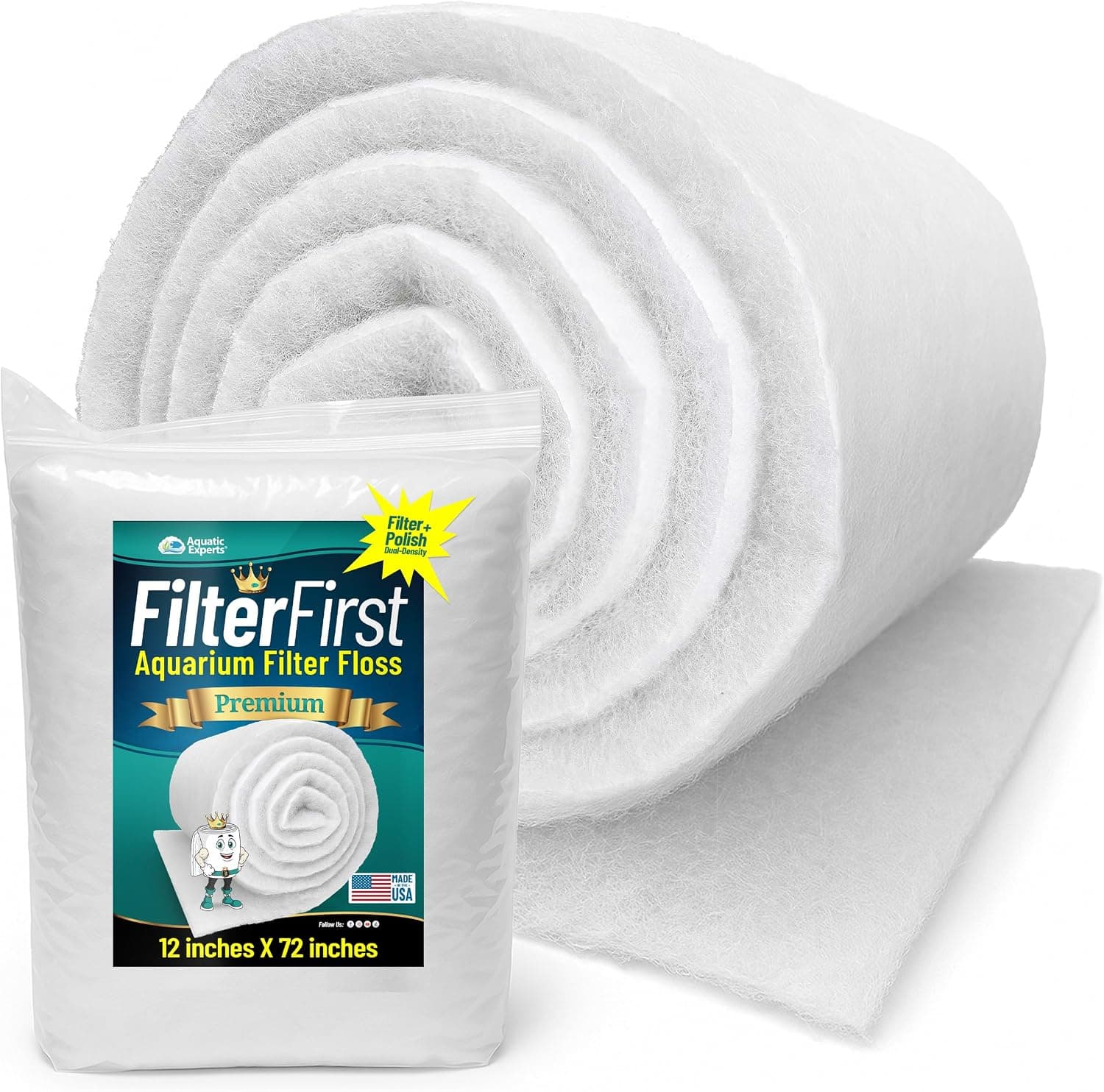 Aquatic Experts FilterFirst Aquarium Filter Pad Media Roll 3/4"-1" Thick (12x72)