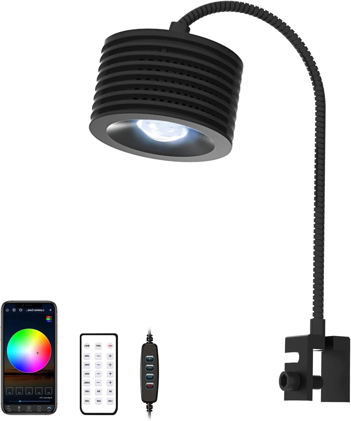 Lominie LED Aquarium Light Full Spectrum Clip-on for Planted/Coral, Dimmable Nano, WiFi