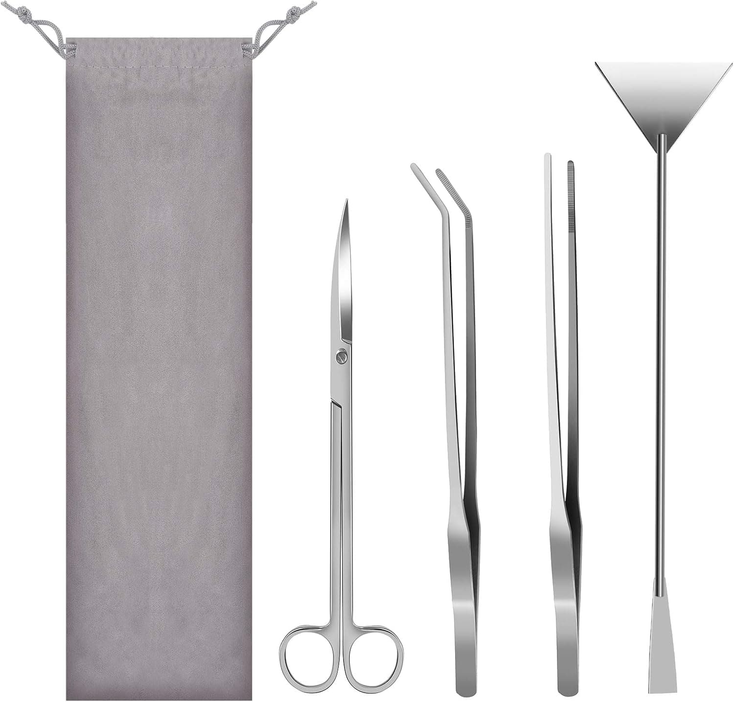 PERSUPER Aquascaping Tools 4 in 1 Stainless Steel Tweezers Scissor Spatula Scrapers