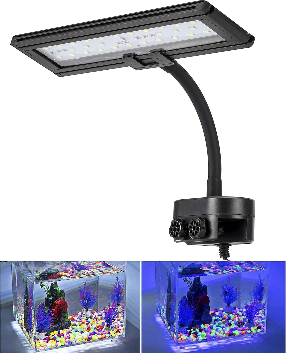 hygger 9.7 Inch Blue White LED Aquarium Clip-On Light with Gooseneck Clamp 13W