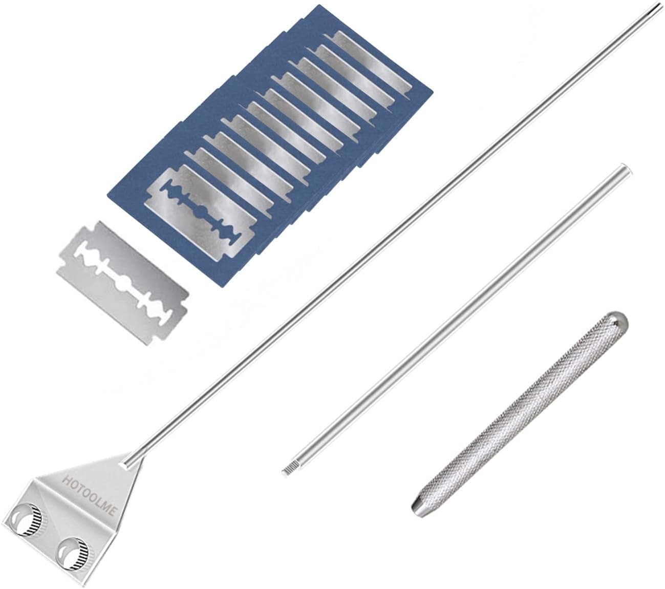 HOTOOLME Aquarium Scraper 25.6" Stainless Steel Cleaning Razor with 10 Blades