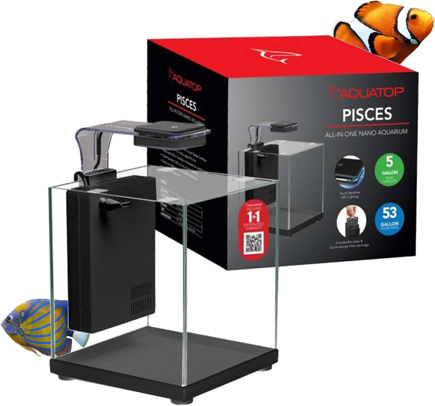 Aquatop Pisces Bullet Shaped Glass Nano Aquarium Kit