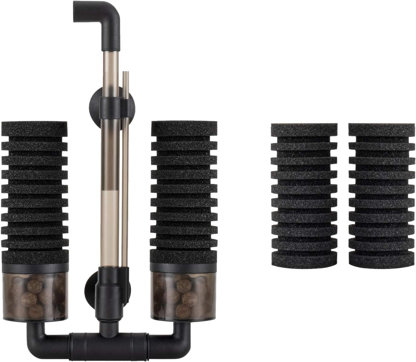 hygger Aquarium Double Sponge Filter with 2 Spare Sponges (S)