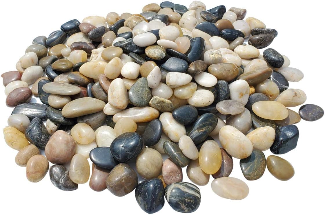 SINYUM 5 Pounds Aquarium Gravel River Rock - Natural Polished Decorative Pebbles