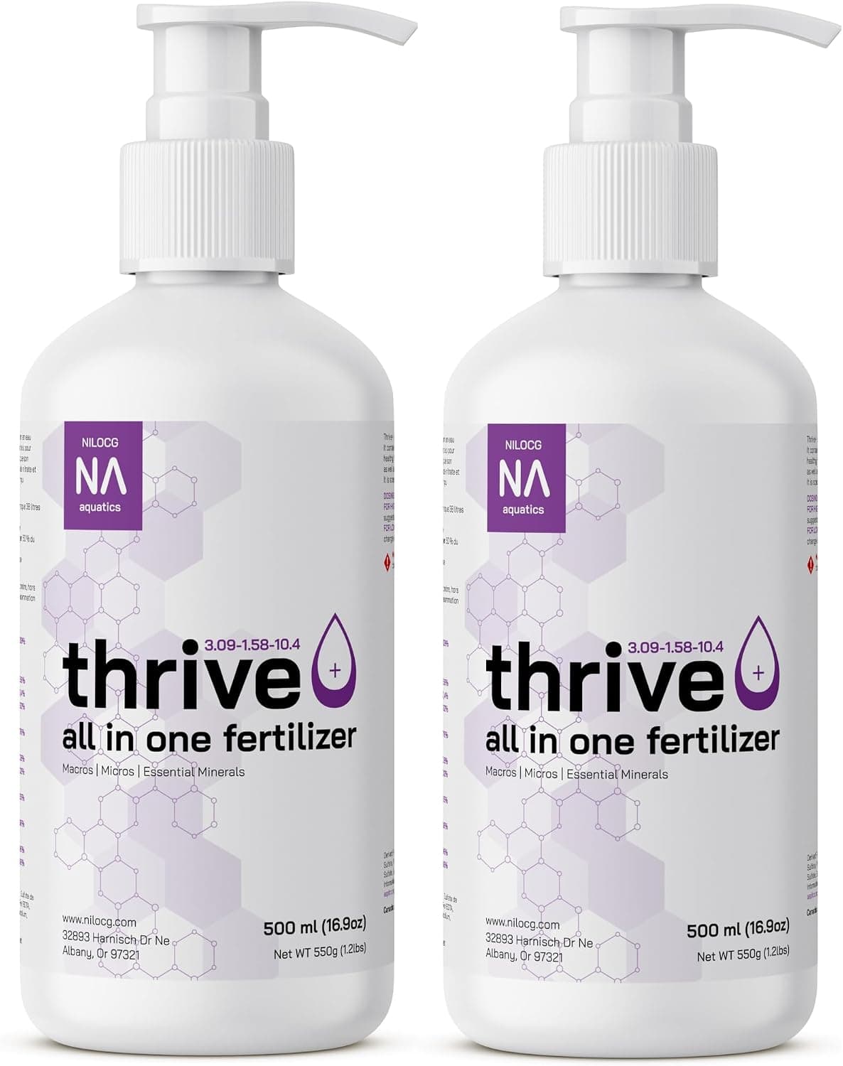 Thrive+ All in One Liquid Aquarium Fertilizer Two (2) 500ml Bottles