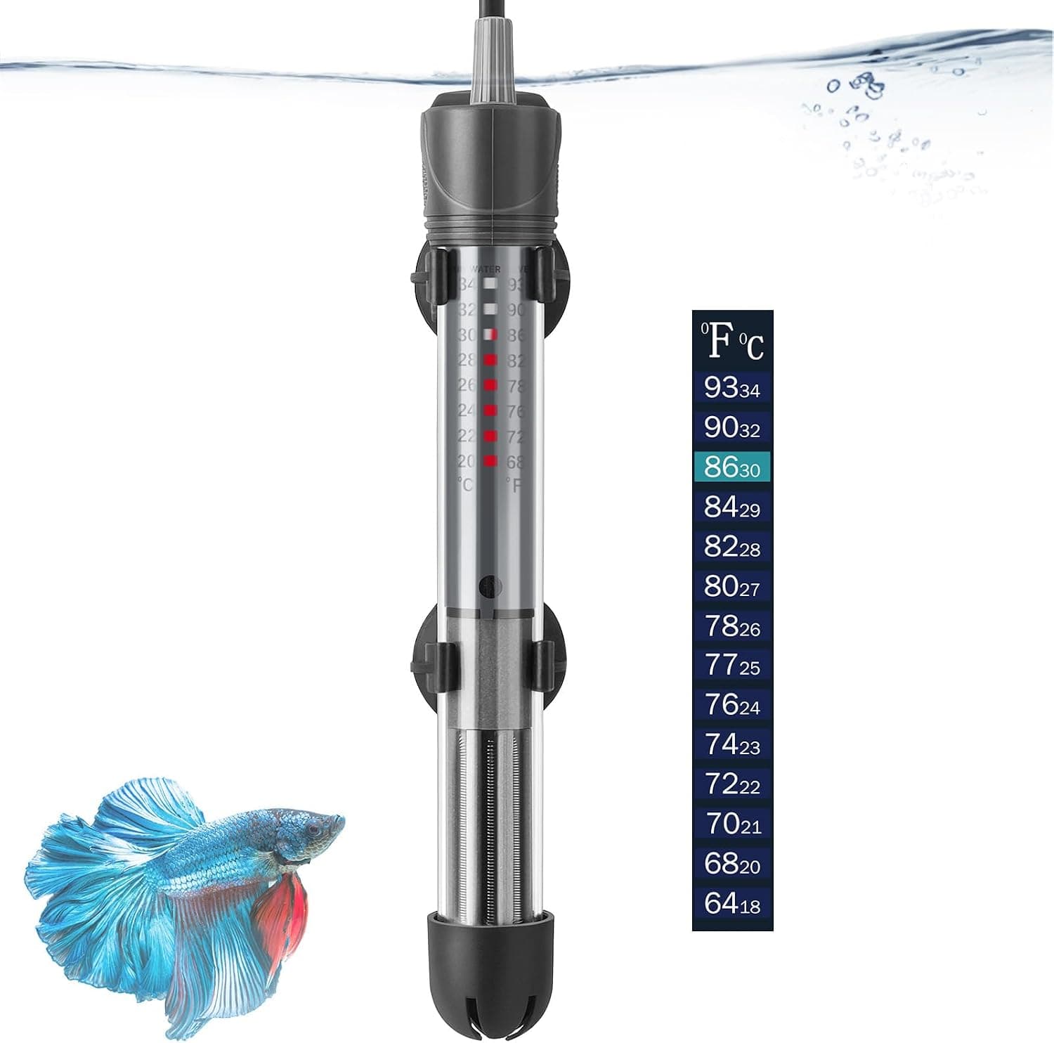 HITOP 25W Adjustable Submersible Fish Tank Heater for 5-10Gal