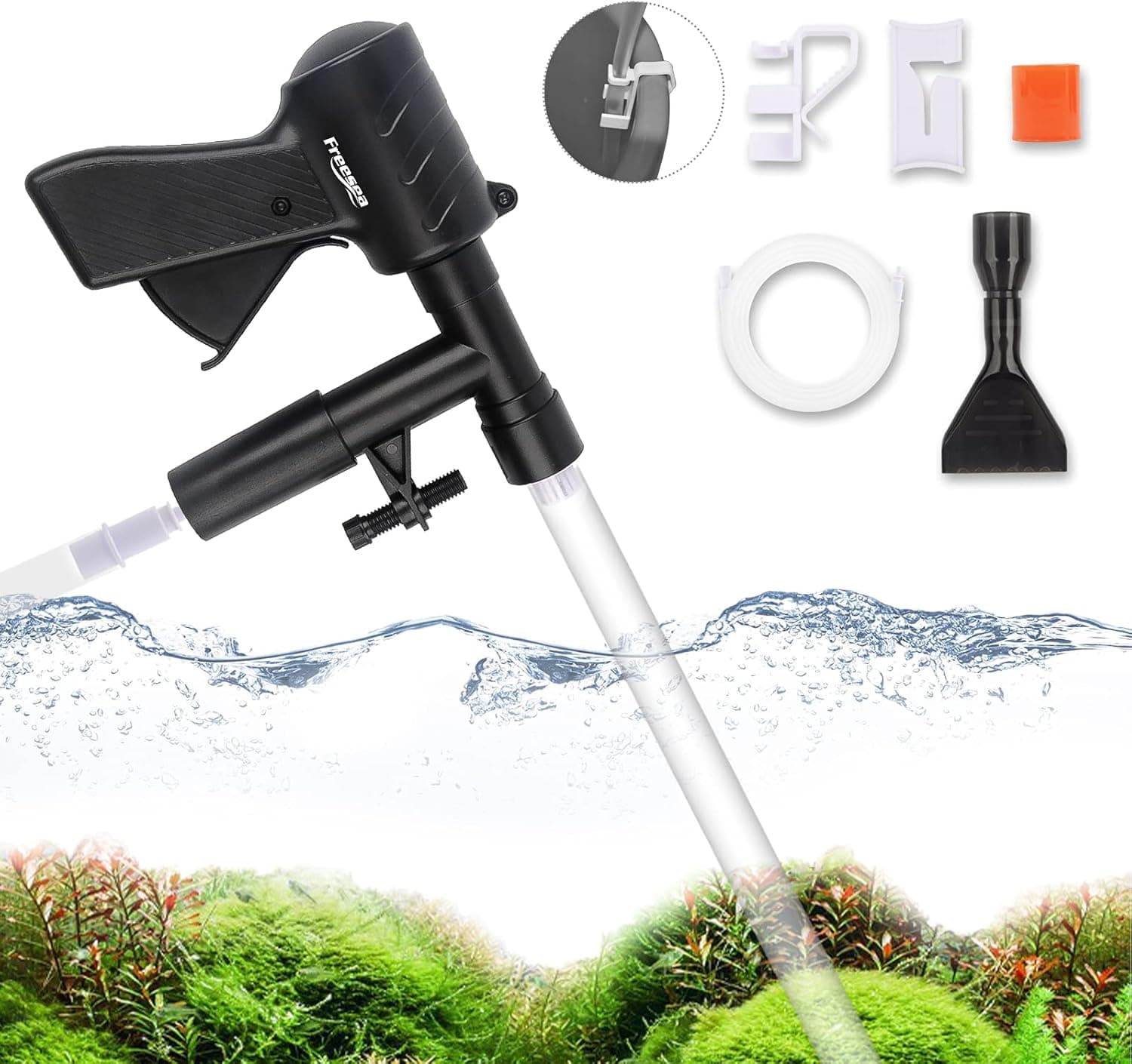 FREESEA 5 in 1 Aquarium Siphon Vacuum Gravel Cleaner