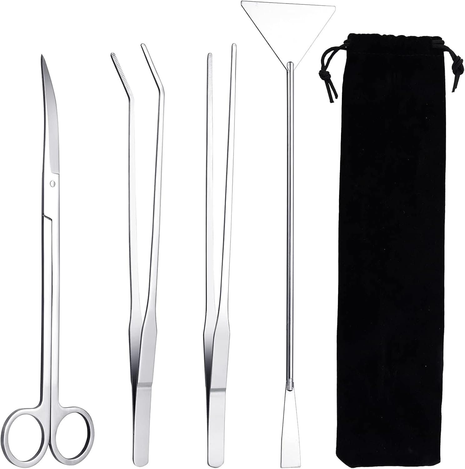 Skyeasure Aquascape Tools Stainless Steel Tweezers Scissors Scraper Set