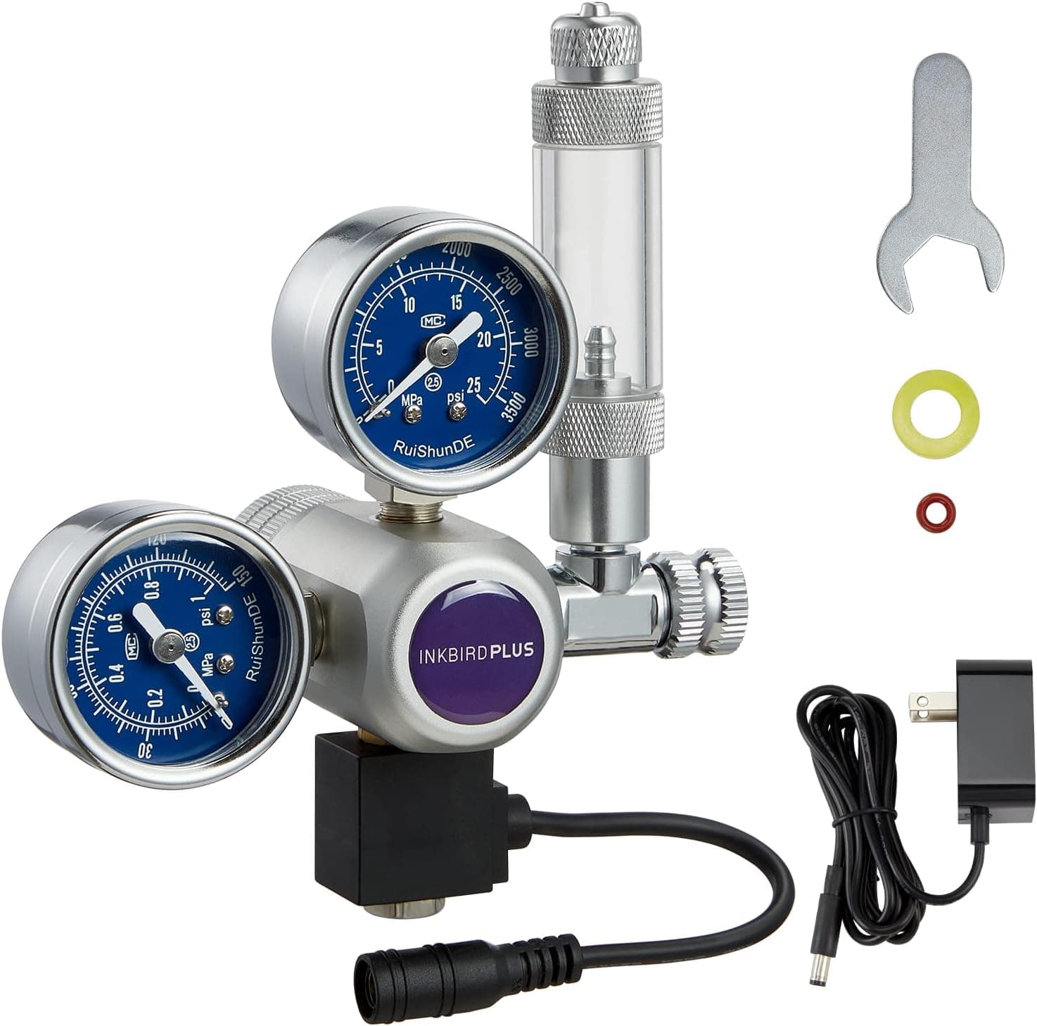 INKBIRDPLUS Aquarium CO2 Regulator 12V DC Solenoid with Big Dual Gauges & Bubble Counter