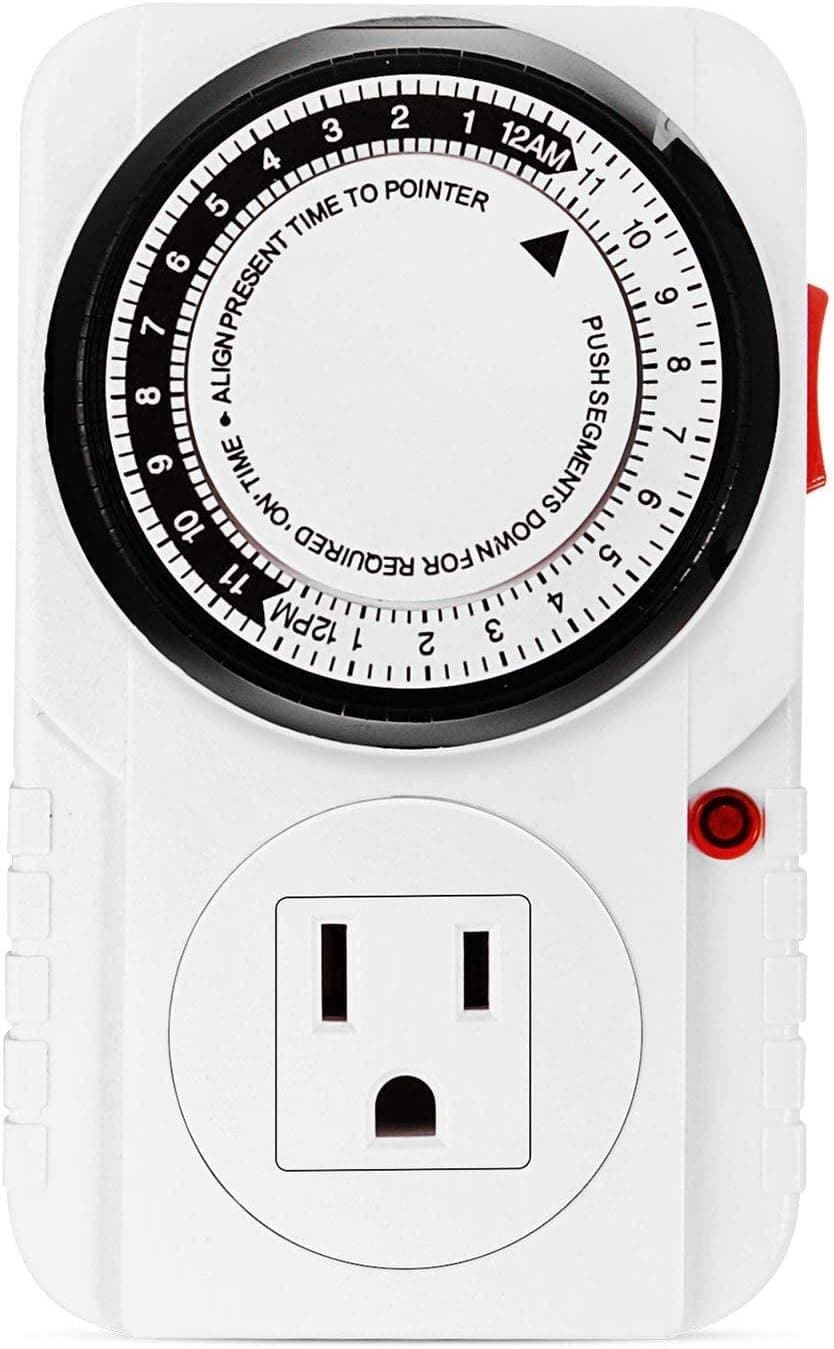 iPower 24 Hours Outlet Timer, Plug in Timer for Aquarium Light, AC 1725W 1/2 HP
