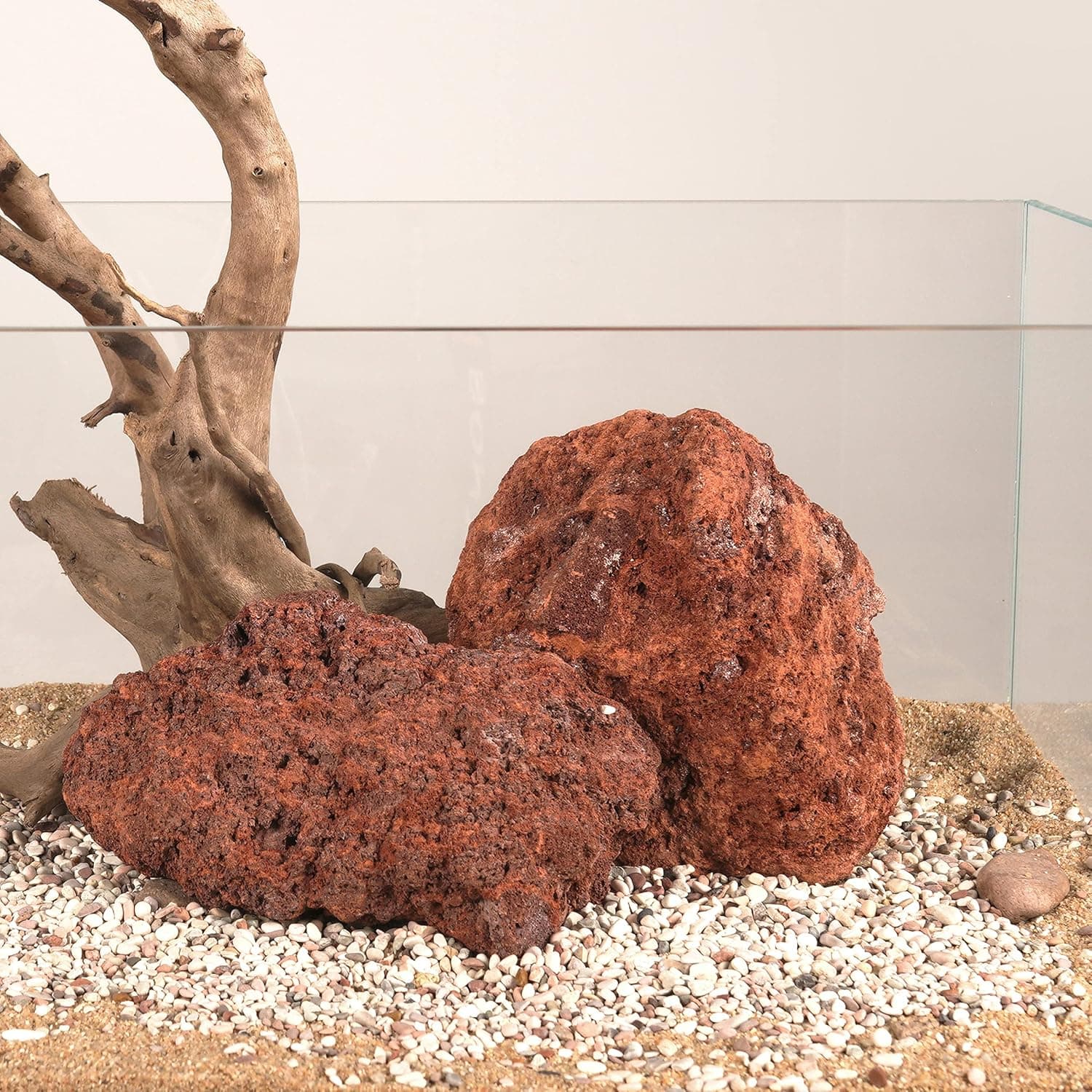 LANDEN Red Lava Stones (16lbs, 3~10inch, 11pcs) Aquarium Rock for Aquascaping