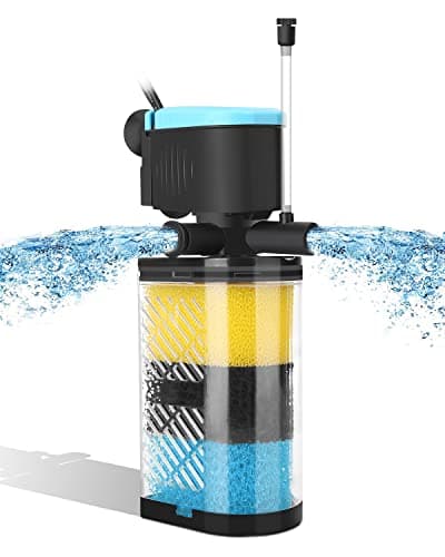 AquaMiracle Aquarium Filter 3-Stage in-Tank Filter Internal Fish Tank Filter Turtle Filter for 40-70 Gallon Fish Tanks with Dual Water Outlet & Aeration
