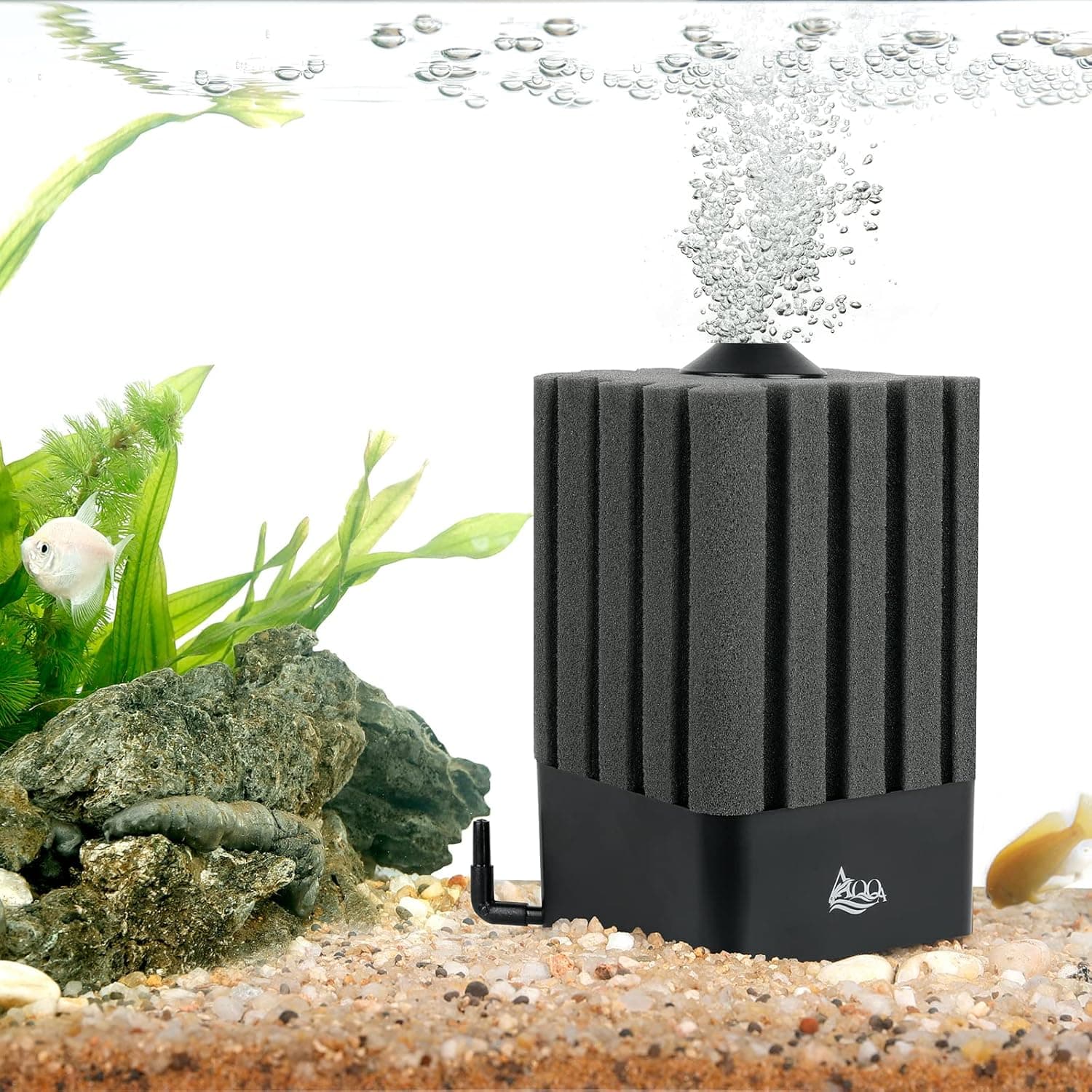 AQQA Aquarium Sponge Filter Submersible Ultra Quiet Aeration (Small 5-20 Gallon)