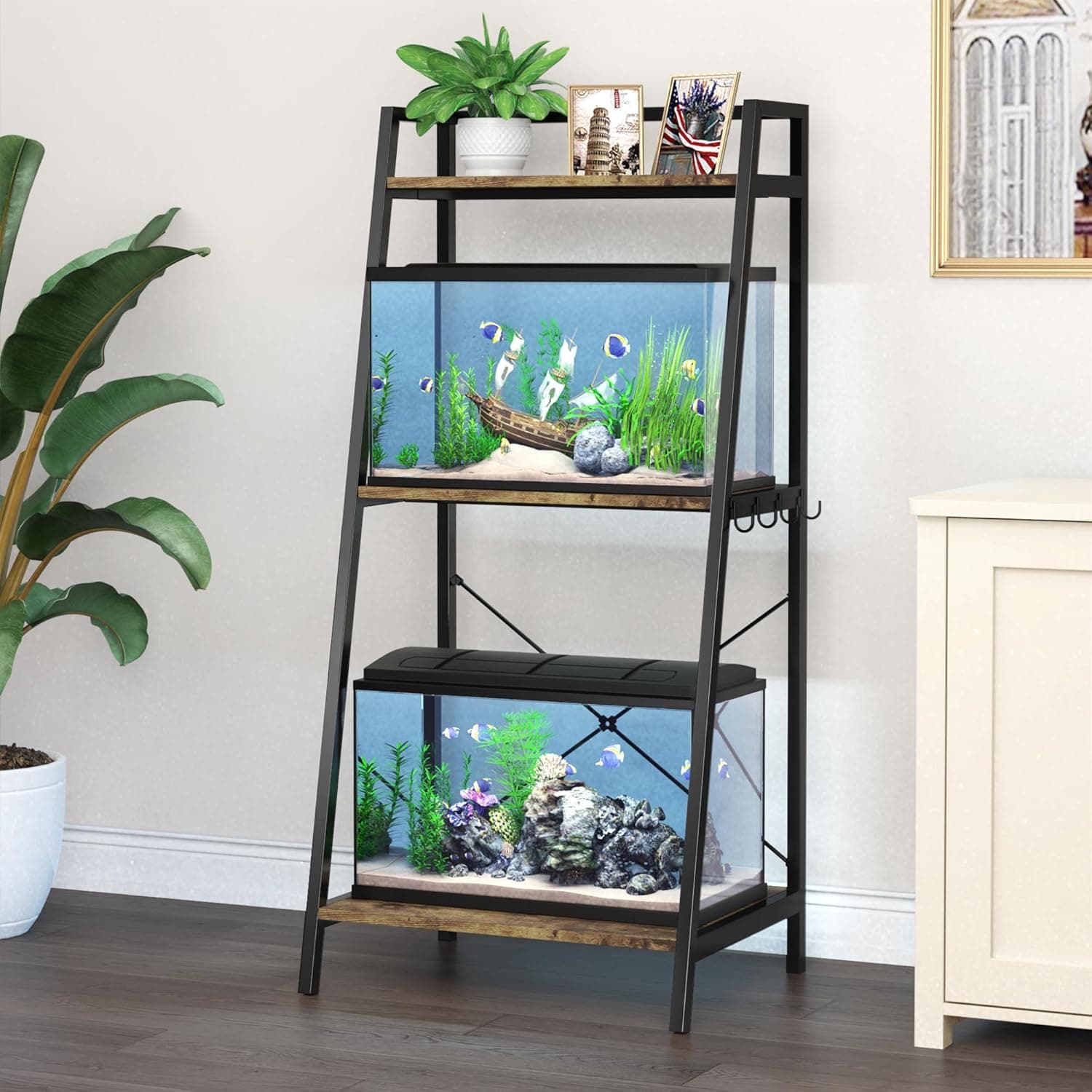 GDLF 20 Gallon Fish Tank Stand, Metal Aquarium Stand with Cabinet Storage, 330LBS Black