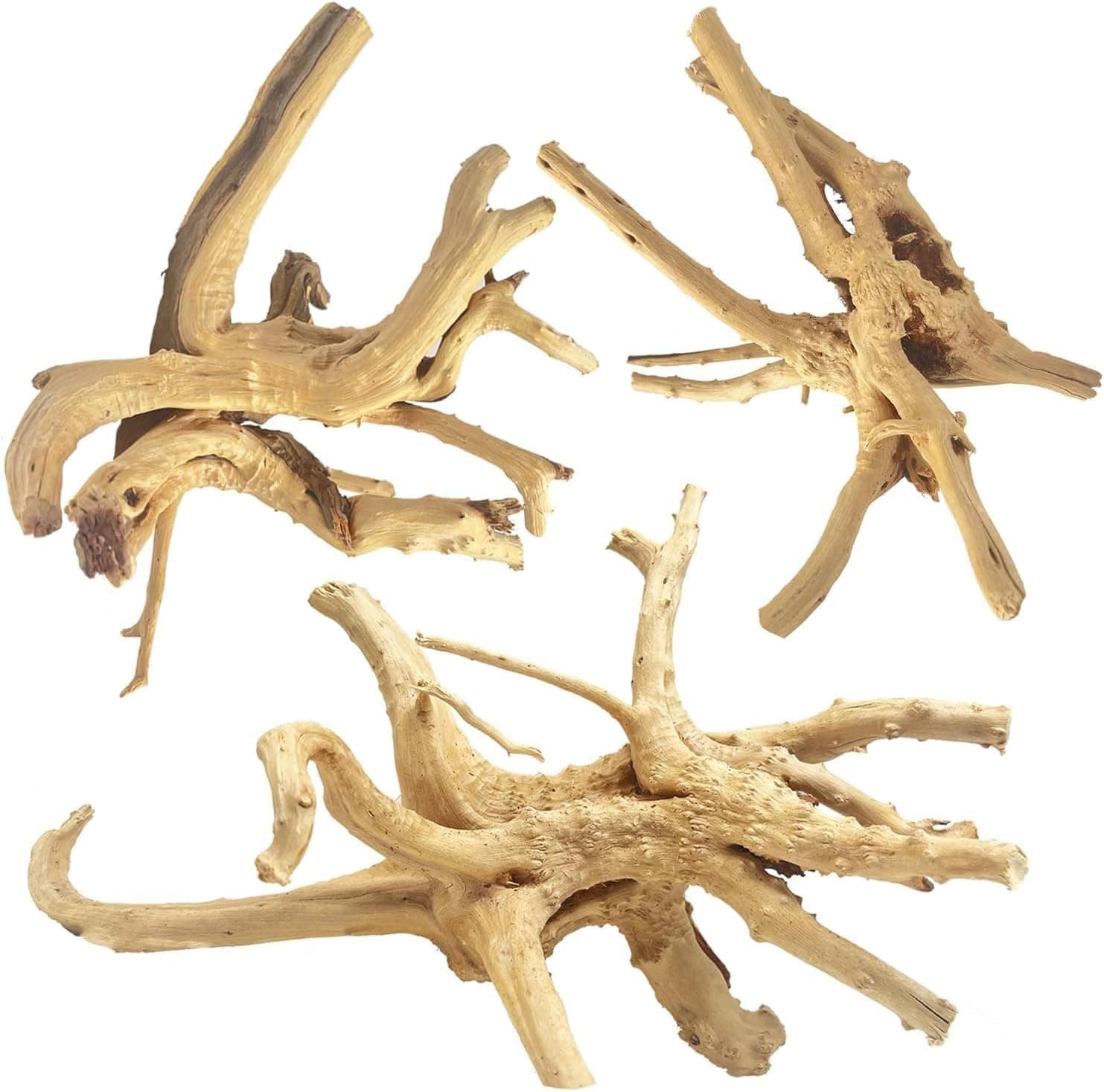 Jorewood Natural Large Spiderwood Driftwood for Aquarium 7-11'' 3 Pcs
