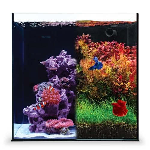 Ultum Nature Systems Dual AIO - Freshwater/Saltwater Compatible All in One Rimless Tank with Triple Chamber Filtration System, Integrated Filter Aquarium w/Leveling Mat - 17 Gallon, 40A, Black