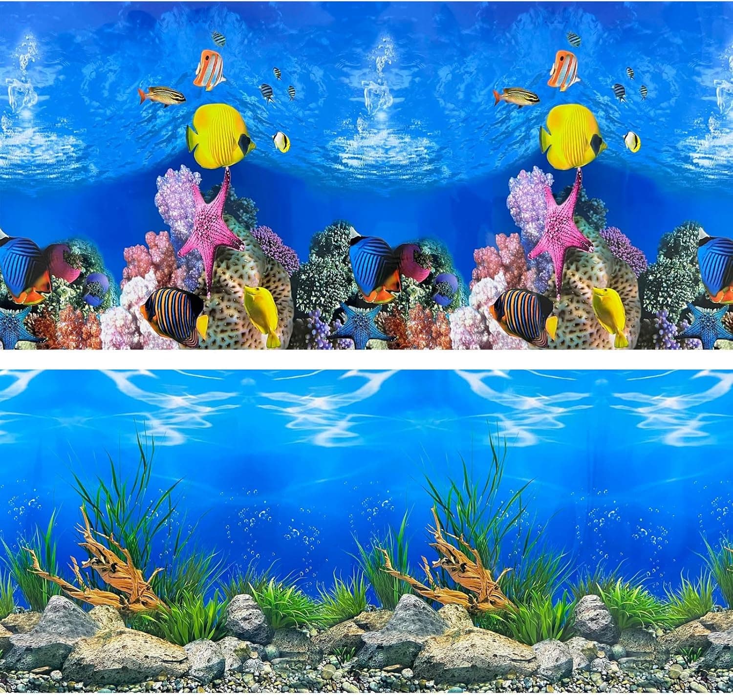 XCNO Aquarium Background Poster Water Plants 3D Coral Double Sides 12x25 in