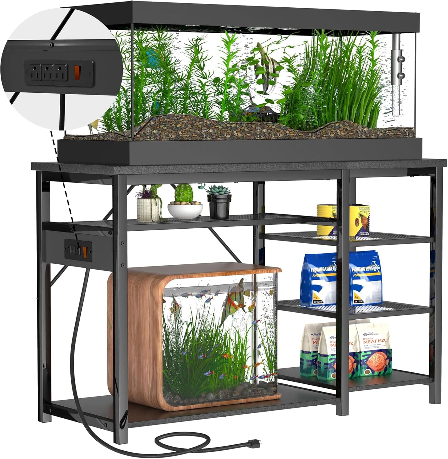 Keelian 20-40 Gallon Fish Tank Stand, Heavy Duty Aquarium Stand with Power Outlets and Cabinet, 800LBS