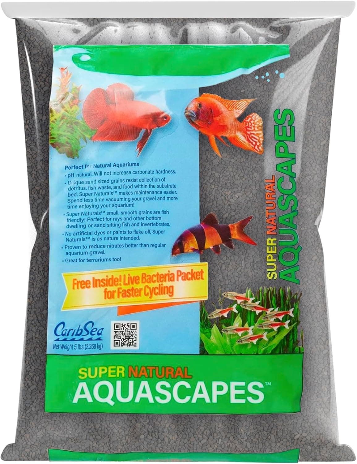 CaribSea Super Natural Midnight River Sand - 10 lbs - Fine Black Substrate