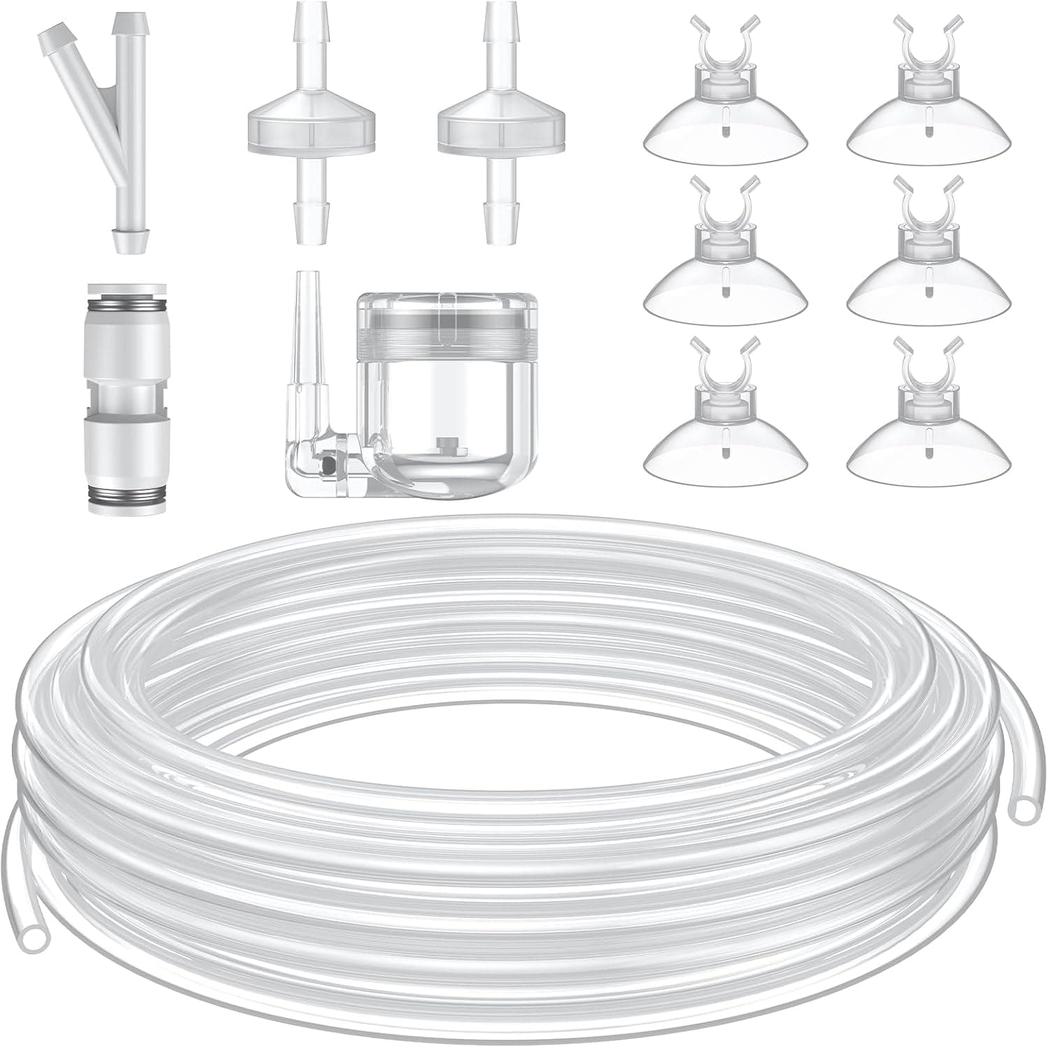 Pawfly 16 ft Aquarium CO2 Proof Tubing with Diffuser, Kink-Resistant, Suction Cups & Connectors