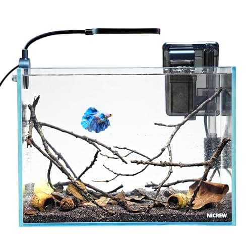 NICREW 2.5 Gallon Nano Nature Aquarium Kit Betta Fish Tank, Basic, Clear