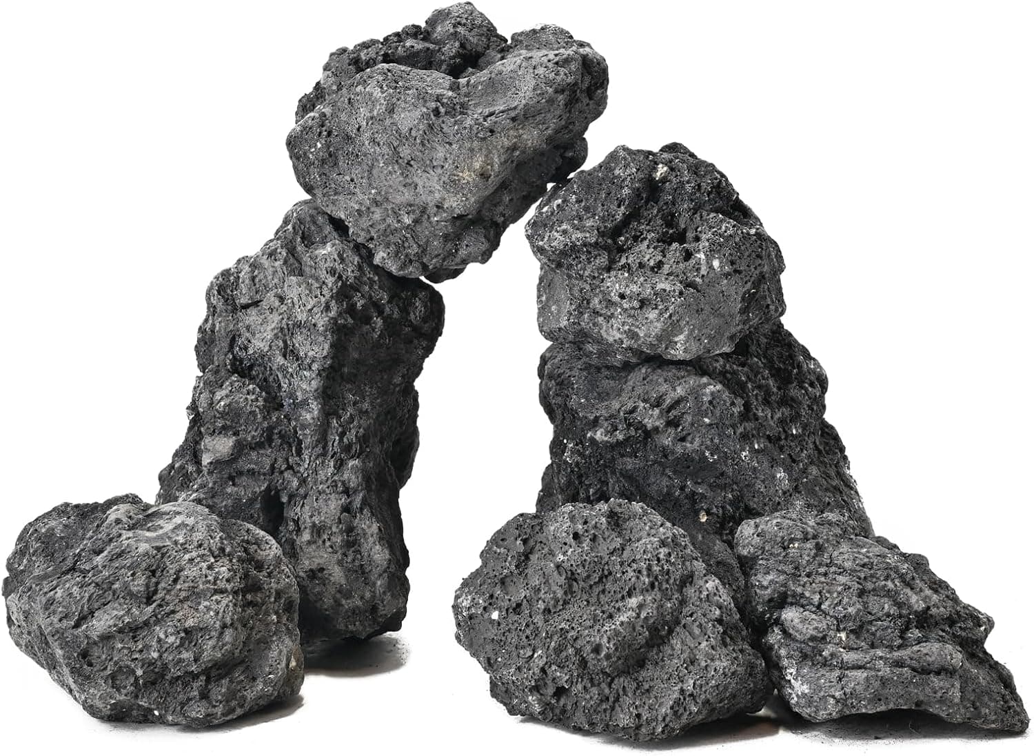 Aquarium Rocks Natural Black Lava Rock 10lb Volcanic Stones (6-8pcs 4-7 inches)