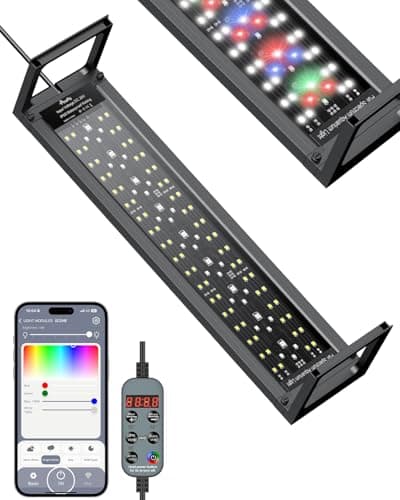 Pawfly Aquarium Light for Plants, 20 W Bluetooth Fish Tank Light, Full Spectrum Aquarium Lights for 18"-24" Fish Tanks, Extendable 24/7 LED Lights with Timer Modes & Adjustable Brightness