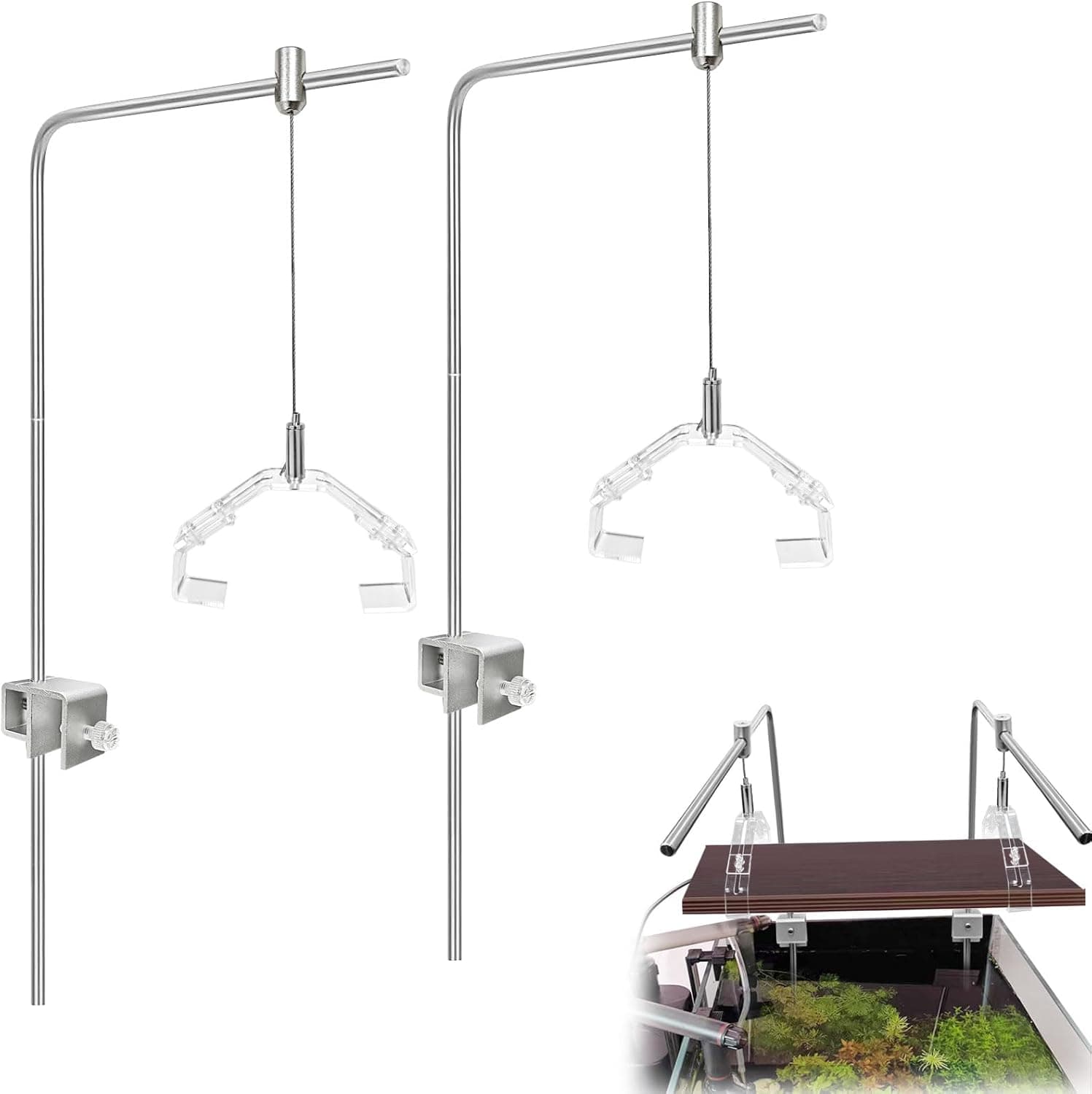 2 Pcs Aquarium Light Riser Stand for Rimless Tanks Adjustable Holder