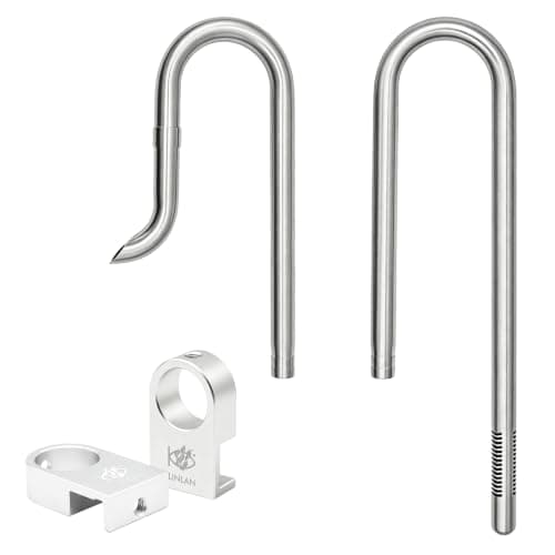 LINLAN 304 Stainless Steel Lily Pipe Inflow and Outflow with Mini Aluminum Alloy Pipe Holder, 360° Rotatable Outflow, Fits 1/2 Inch ID Filter Hose, for Rimless Aquariums (1/2")
