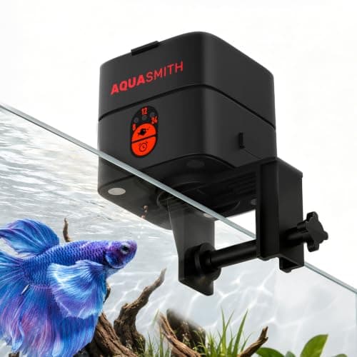 AQUASMITH Mini Automatic Fish Feeder for Aquarium, 30 mL Small Auto Fish Feeder for for Small Tank, Ideal for 1/2/5/10 Gallon Betta Tank, Small Fish