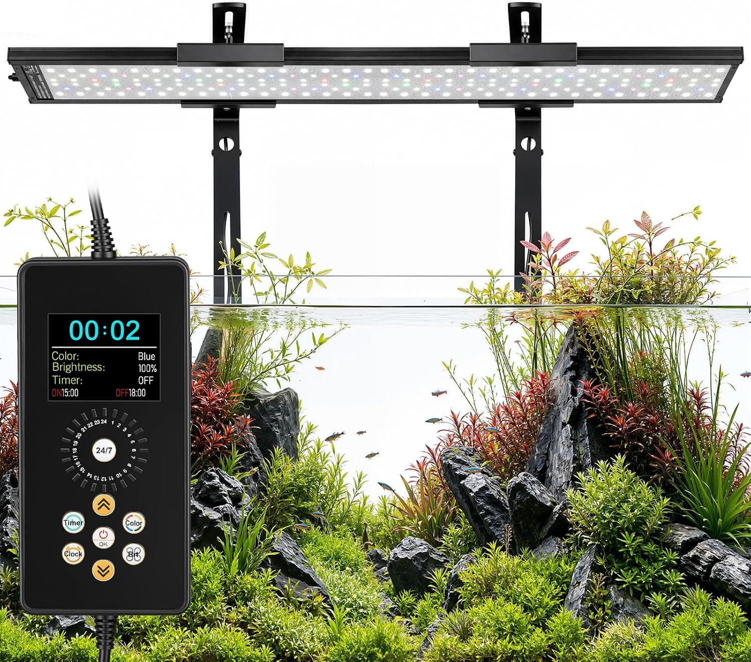 fishkeeper Clip-on Planted Aquarium Light 6 Row LED 48W 32-40in
